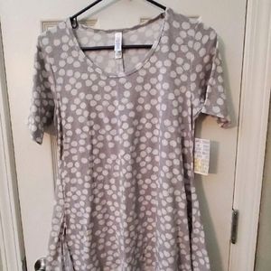 Lularoe XXS Perfect T Grey Polka Dot NWT